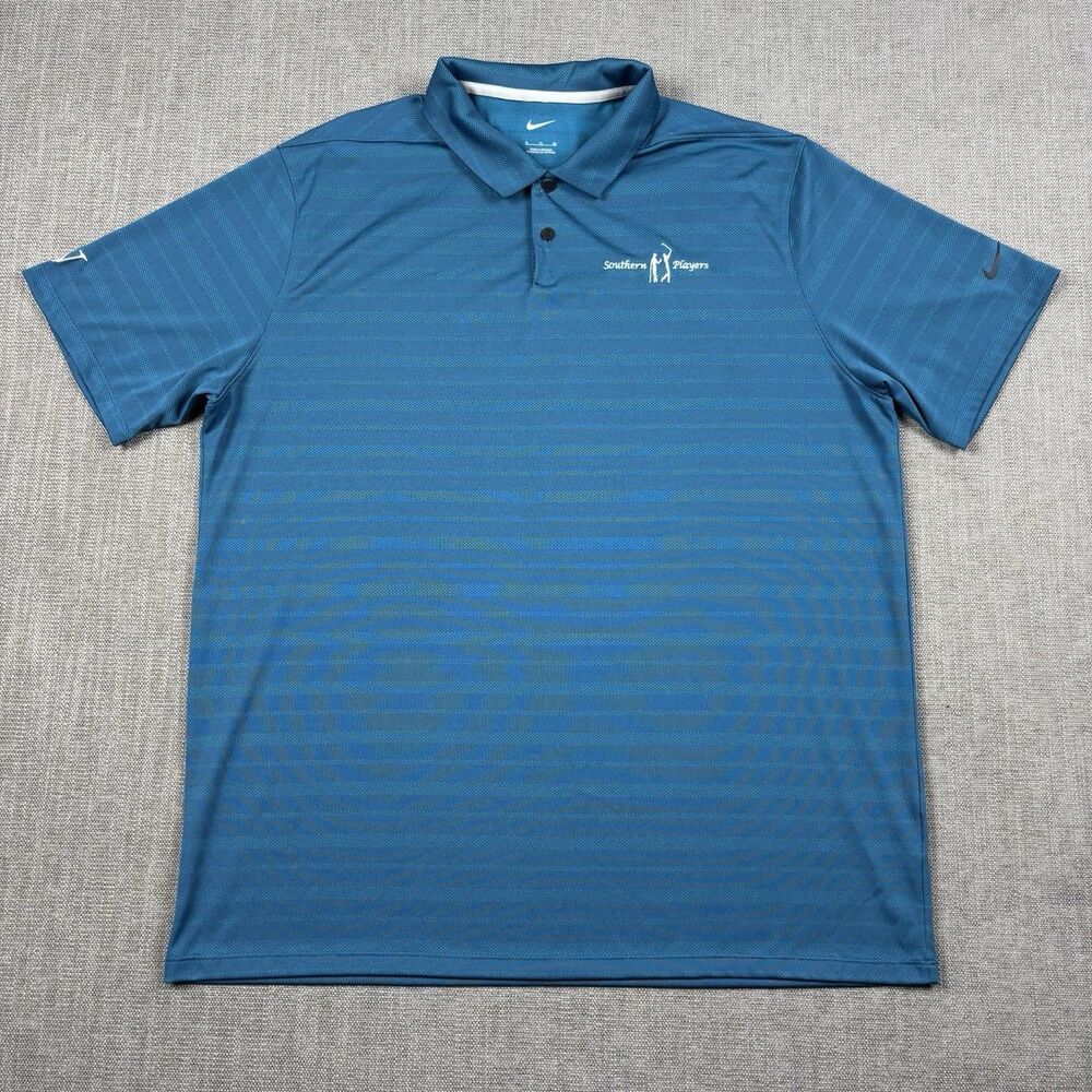 Nike Southern Players Golf Polo Shirt Blue Striped Dri-FIT XL Performance Preppy